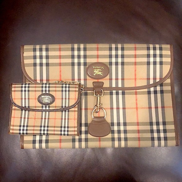 Vintage BURBERRYS Nova Check Plaid Clutch COMES WITH: Gold Link Shoulder Chain - Picture 11 of 11